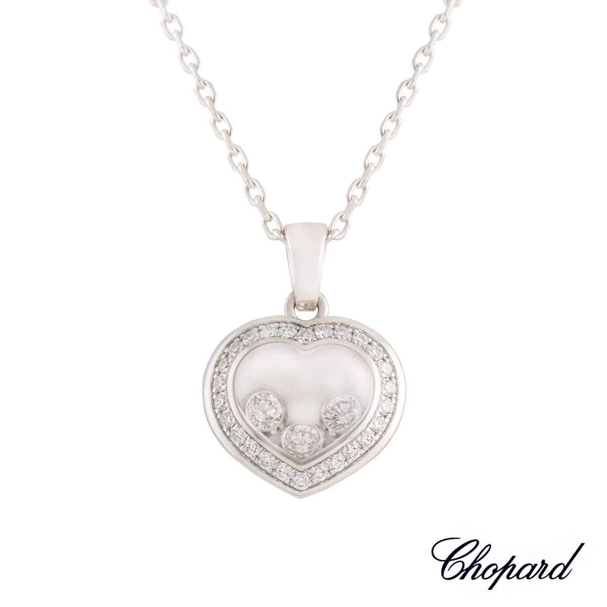 Chopard 18k White Gold Happy Diamonds Pendant B&P 79920-1003 | Rich ...